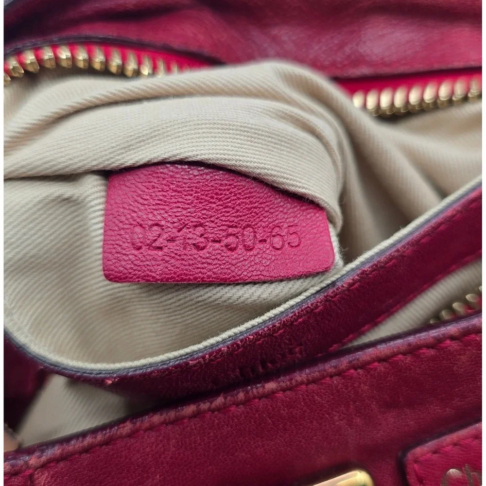 Authentic Chloe Ethel Small Red Leather Satchel Shoulder Crossbody Bag Handbag